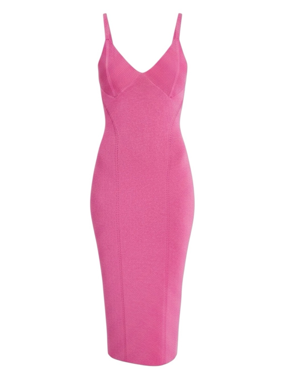 STAUD Hot Pink Spaghetti-Strap Midi Dress